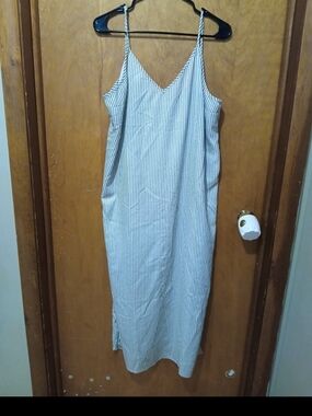 a new day White and Navy Striped Maxi Dress